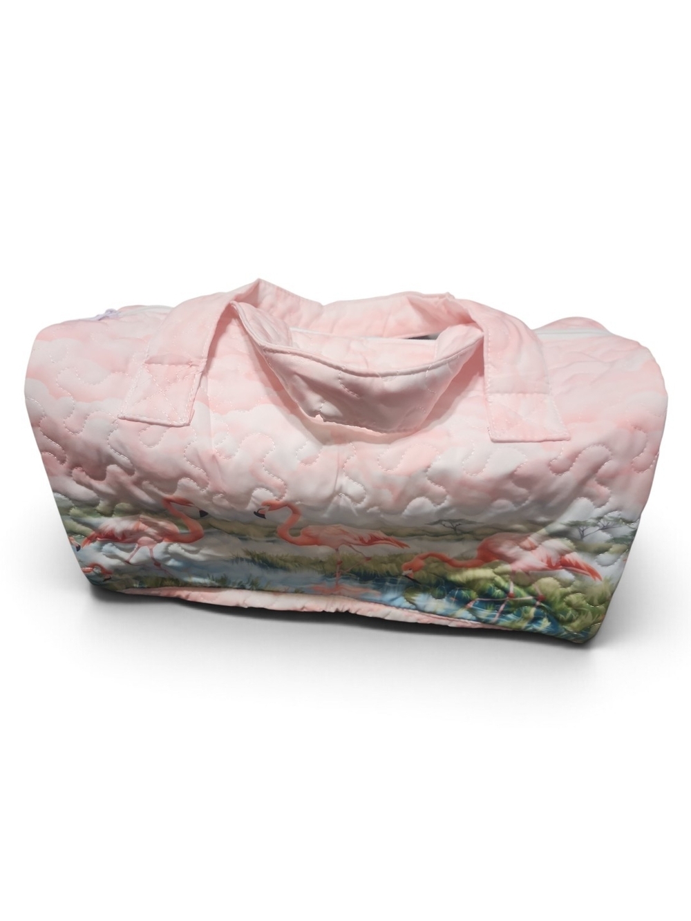 NWOT Quilted Pink Flamingo Travel Duffle Bag